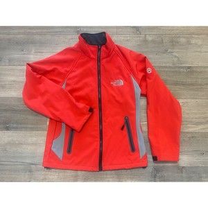 The North Face Summit Series Jacket Full Zip Mens Size S Red Silver Fleece Lined